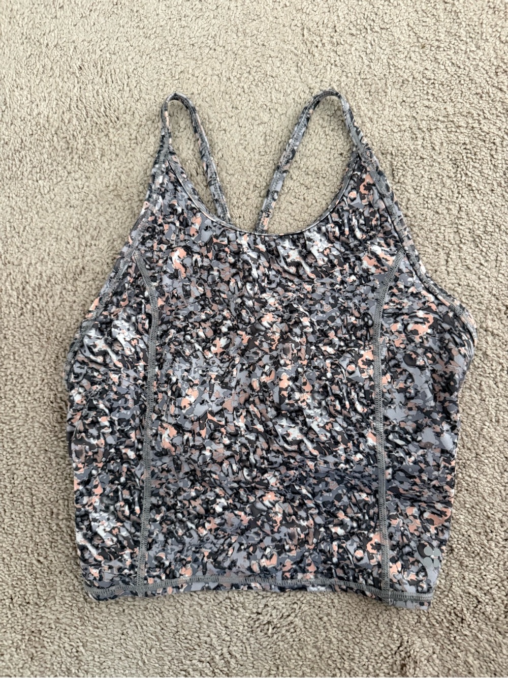 Sweaty Betty Sz S Women's Printed Racerback Tank Top - Gray & Peach